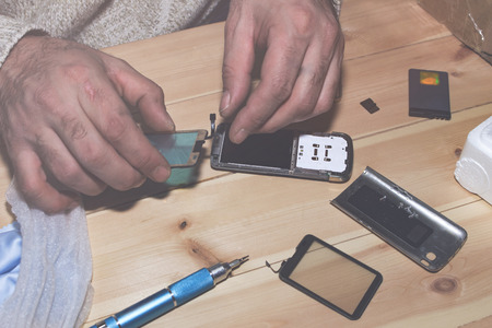 Replacement touch screen for phone top viewの写真素材