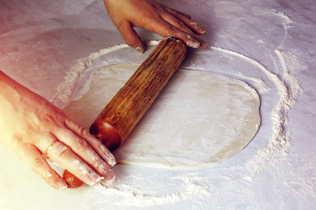 The process of making homemade ravioliの写真素材