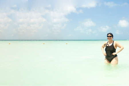 Mexican tourist in Isla Mujeres Cancun Caribbean beachesの写真素材