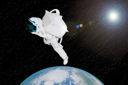 Cosmonaut exploration through the universe in observation of the planet earth by a Mexican woman...
