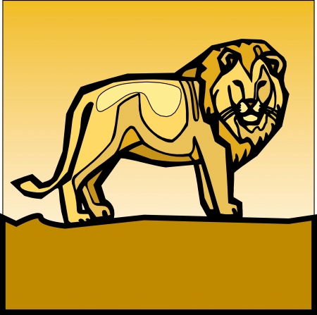 royal lion on the yellow backgroundのイラスト素材
