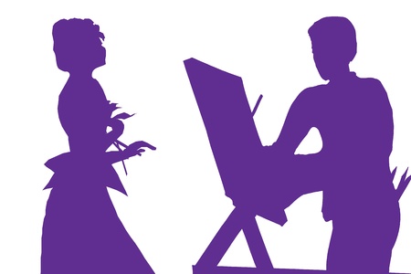 silhouette yong woman in the hands of artistのイラスト素材