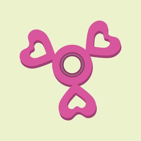 Pink spinner with hearts. Isolated on background. Vector.のイラスト素材