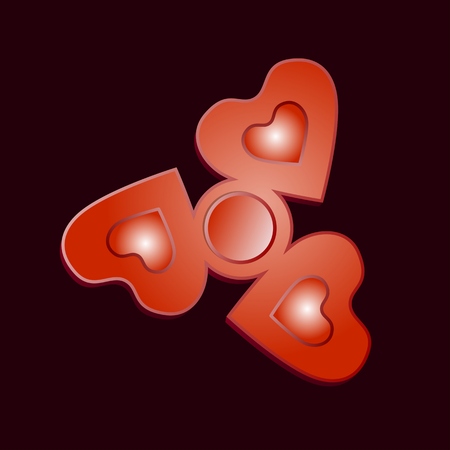 Red Finger Spinner with heartsのイラスト素材