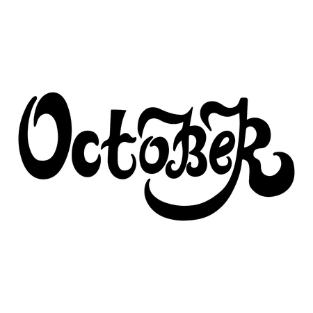 Hand drawn lettering Octoberのイラスト素材