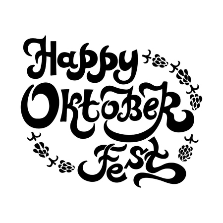 Lettering text Happy October Festのイラスト素材