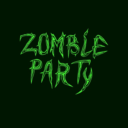 Hand drawn lettering illustration of Zombie Party isolated on black background.のイラスト素材