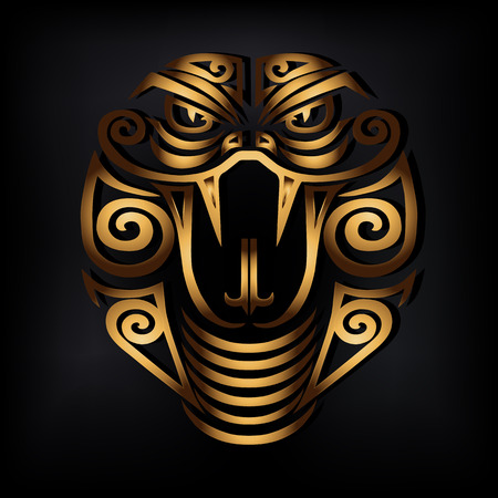 Golden Snake head vector illustrationのイラスト素材