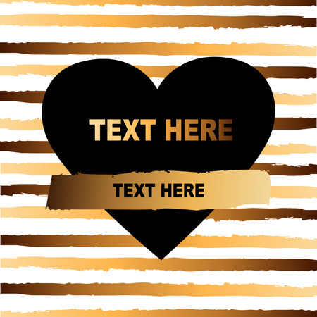 Vector Illustration with heart and golden stripes. Template for Happy Mother's Day, Happy Birthday, St.Petersburg Valentine's day, Love You card, Father's day, invitation, greeting card, postcard.のイラスト素材