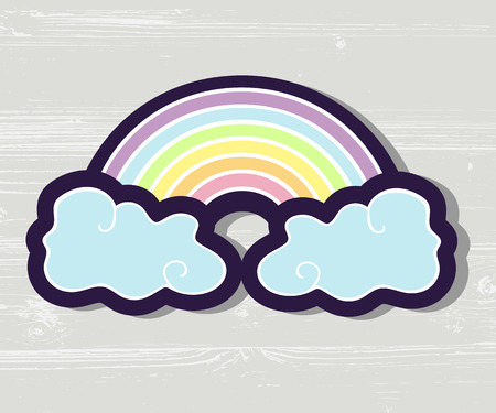 Rainbow with clouds vector illustration. Rainbow as logo, icon, badge, patch, lgbt community symbol.のイラスト素材