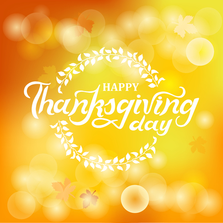 Hand drawn Happy Thanksgiving day text.のイラスト素材