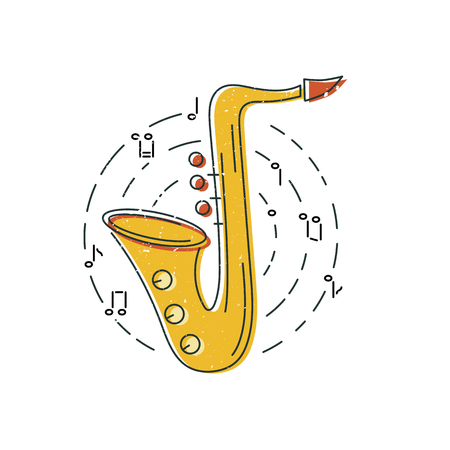 Saxophone icon isolated on background. Flat style. Vector illustrationのイラスト素材