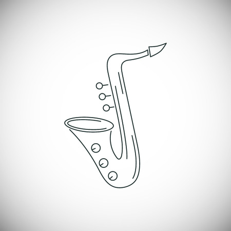 Saxophone icon isolated on white background. Line style. Vector illustrationのイラスト素材