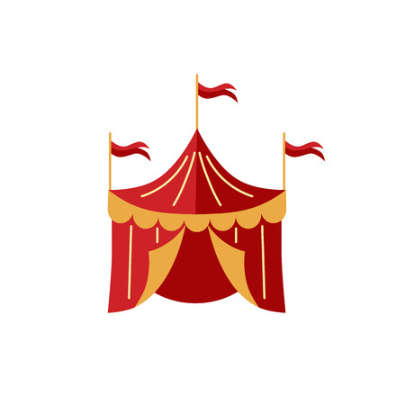 Circus tent vector illustration isolated on white background. Flat and line style design element.のイラスト素材