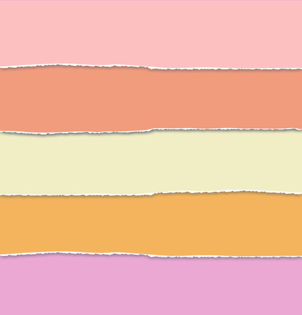 Torn pink colors paper edges set. Vector illustration.のイラスト素材