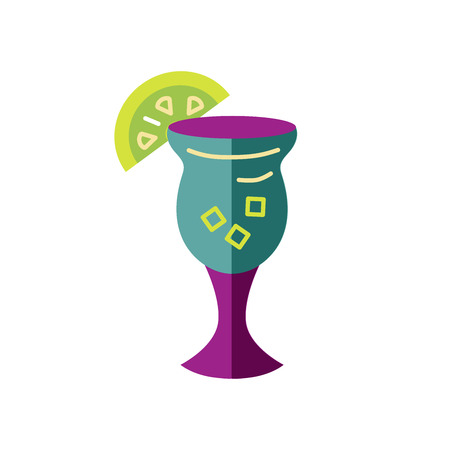 Wine or cocktail glass vector illustration isolated on white background. Cocktail concept. Flat style design.のイラスト素材