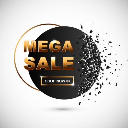 Mega Sale banner with debris. Great for flyer, poster, web, banner, seasonal sales.のイラスト素材