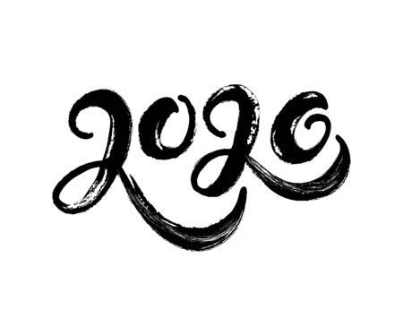 Handwritten lettering 2020 isolated on white background. Design element for Happy New Year and Merry Christmas. Vector illustration EPS 10 file.のイラスト素材