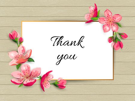 Spring invitations with blossom sakura, cherry flowers. Place for text. Great for oriental ivite, flyer, beauty offer, wedding, bridal shower, poster, baby shower, Mother and Woman day. Thank you cardのイラスト素材