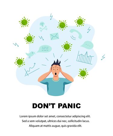 Person get too much information. Flat cartoon design styles vector illustration.のイラスト素材