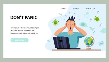 Person get too much information. Place for text. Flat cartoon design styles vector illustration.のイラスト素材