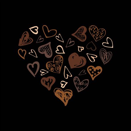 All lives matter concept. Hand drawn style hearts on black background. Equality concept. Vector illustration.のイラスト素材