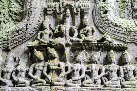 Carved stone on Lintel of stone castle in Cambodiaのeditorial素材