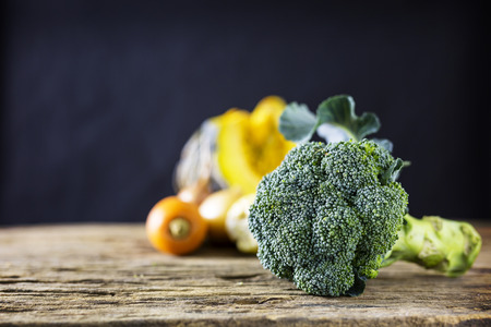 Food stylist focus at brockery on old wood tableの写真素材