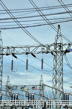 A part of electrical substation steps down high voltage electricity for domestic distribution