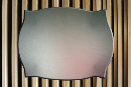 grain texture label on steel louver backgroundの写真素材