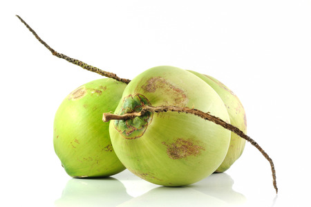 group of fresh fruit coconut isolated on white backgroundの写真素材