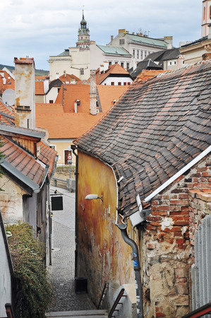 Old building and street in Cesky Krumlov, Czech Republicの写真素材