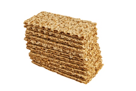 Sesame wholegrain crispbreads isolated on white backgroundの写真素材