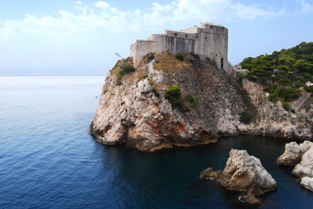Adriatic seacoast from above view in summerの写真素材