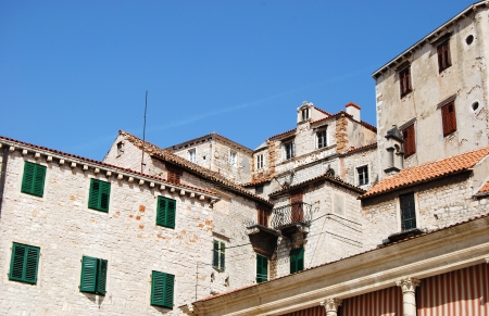 Mediterranean old town buildings in summer dayのeditorial素材