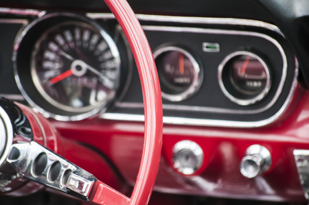 Dashboard of classic sport vintage car closeupの写真素材