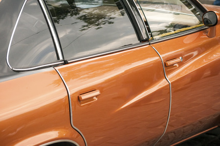 Detail of elegant old classic retro vintage car closeupの写真素材