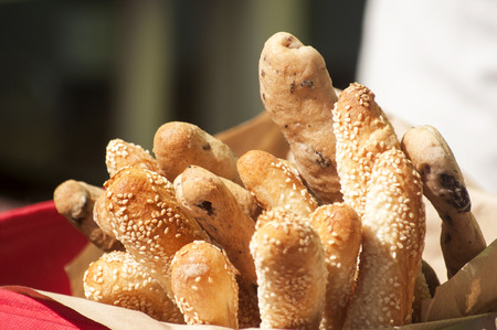 Freshly baked organic homemade gourmet breads closeupの写真素材