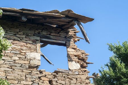 Old abandoned broken decayed rural country house