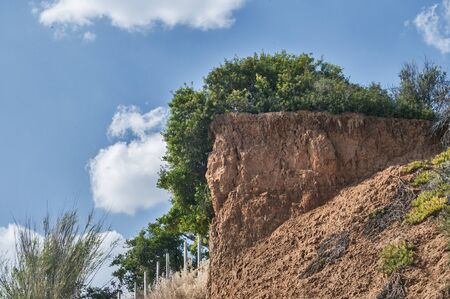 Effects of seaside coastal erosion with clayey soil