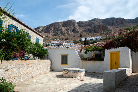 Street in small mediterranean town in sunny summer dayの写真素材
