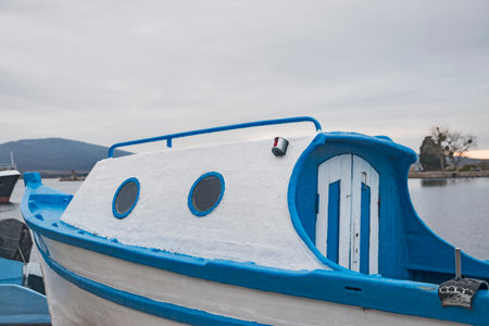 Vintage sea fishing boat closeupの写真素材