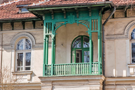 Details of beautiful old town housesの写真素材