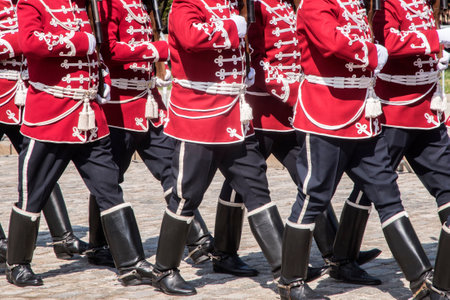 Presidential military guards in formation at official ceremony in Bulgaria