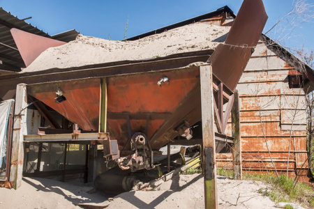 Old obsolete industrial facility for gravel pit sorting