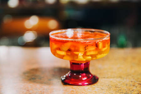 Jelly food in glass in coffee restaurantの写真素材