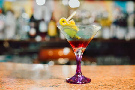 Very colourful and cool cocktail in cafe restaurantの写真素材