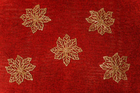 Christmas isolated decoration elements with red backdrop. Christmas mood in red colours.