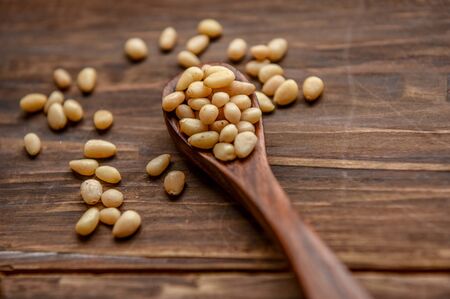 Portion of Pine Nuts.の写真素材