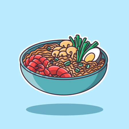 Colorful takeaway food sold on the street in different countries. Vector illustration, sticker.のイラスト素材